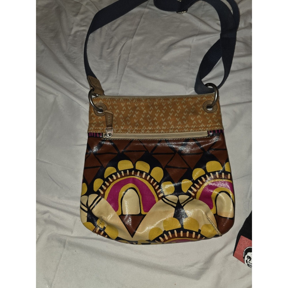 Vintage Fossil Key Per Crossbodyβ Satchel. Bold Cat Print. Authenicated.